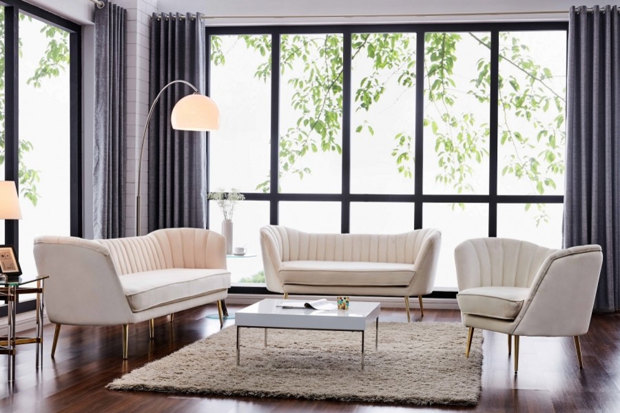 Margo Velvet Upholstered Set   Midcentury   Sofas   by Meridian Furniture  Houzz