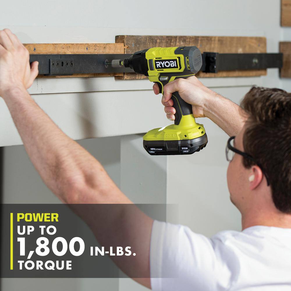 RYOBI ONE+ 18V Cordless 14 in. Impact Driver Kit with (2) 1.5 Ah Batteries and Charger PCL235K2