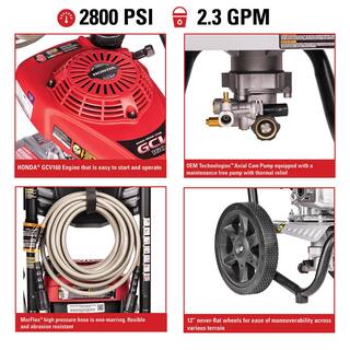 SIMPSON MegaShot 2800 PSI 2.3 GPM Gas Cold Water Pressure Washer with HONDA GCV160 Engine MS60773-S