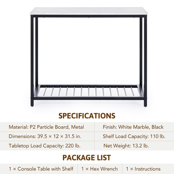 CO-Z Modern Entryway Console Table w Open Lower Shelf