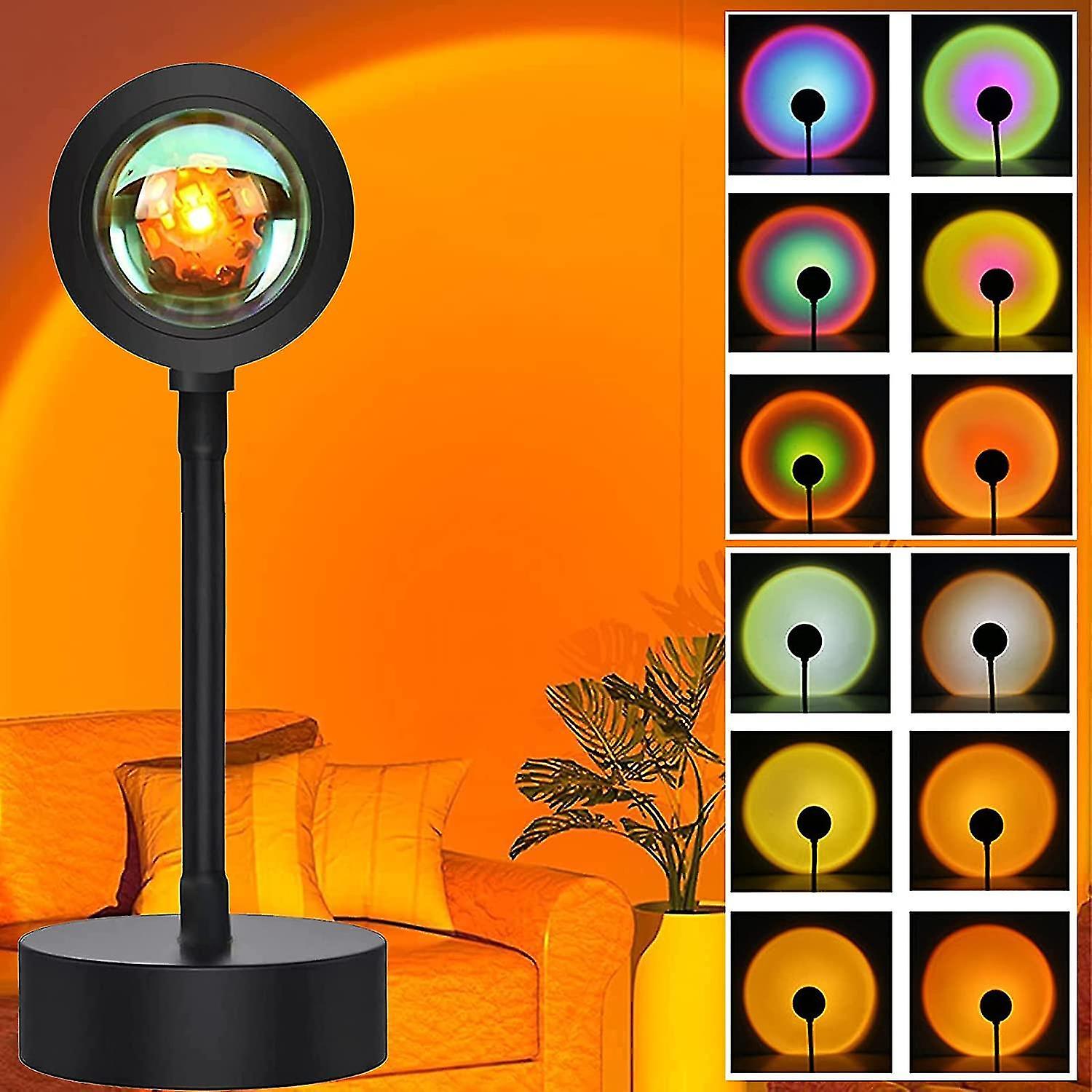 Sunset Lamp 12 Color Led Rainbow Sunset Projection Light Led Night Light 360 Rotation Sunset Lamp