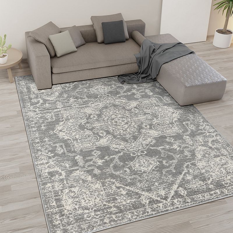 Madison Park Caroline Distressed Boho Medallion Woven Area Rug