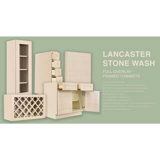 LIFEART CABINETRY Lancaster Shaker Assembled 30x34.5x24 in. Base Cabinet with 3 Drawers in Stone Wash ALSW-DB30-3