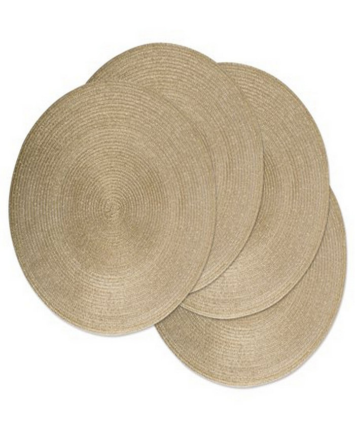 Design Imports Metallic Round Polypropylene Woven Placemat Set of 4