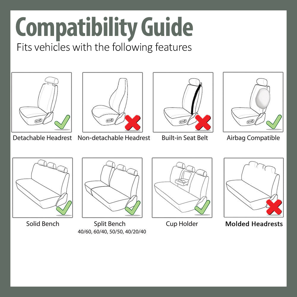 FH Group Universal Fit Car Seat Covers Airbag Compatible， Split Benches，  3 Rows Combo-Universal Fit for Cars， Auto， Trucks， SUV