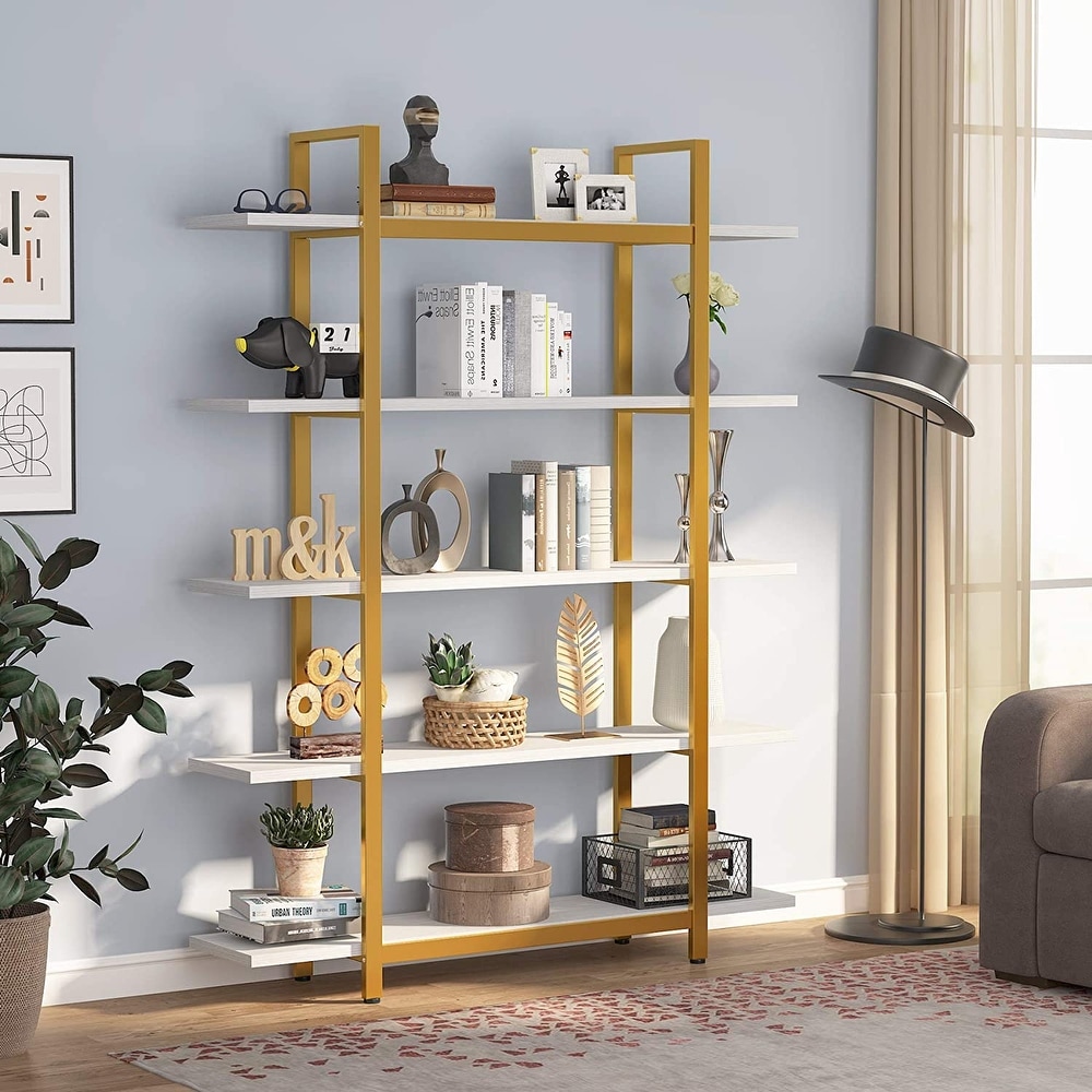 Tribesigns 5 Tier Industrial Large Open Bookcase Bookshelf