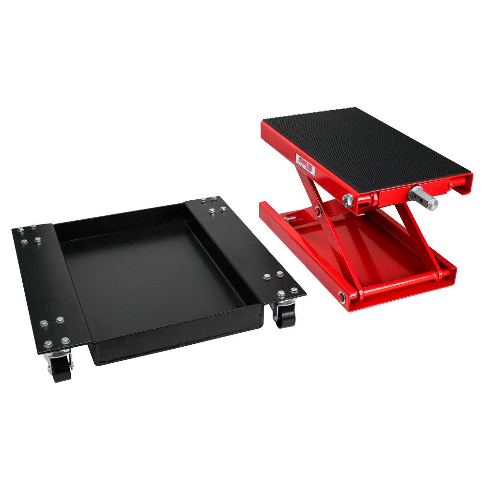 Extreme Max 5001.5059 Wide Motorcycle Scissor Jack with Dolly， 1100 lbs.