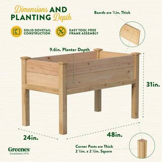 Greenes Fence 48 in. L x 24 in. W x 31 in. H Premium Cedar Elevated Garden Bed RCEV2448P