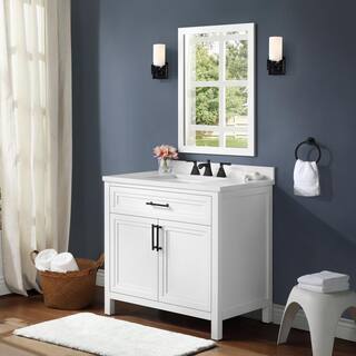 Home Decorators Collection Mayfield 36 in. W x 22 in. D x 35 in. H  in White with Cultured Marble Vanity Top in White with White Basin Mayfield 36W