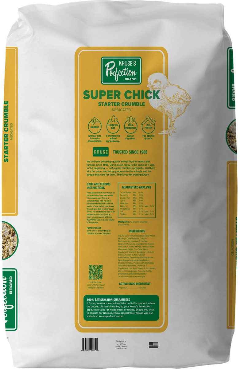 Kruse's Perfection Brand Super Chick Starter Crumble Medicated Chicken Feed