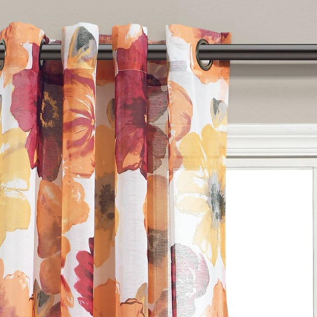 Sheer Leah Curtain Panels Red orange Lush D cor