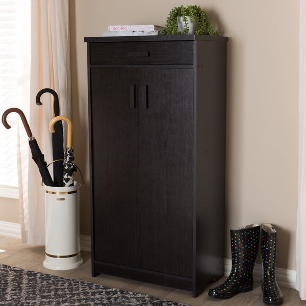 Contemporary Dark Brown Shoe Cabinet by Baxton Studio - - 22580565