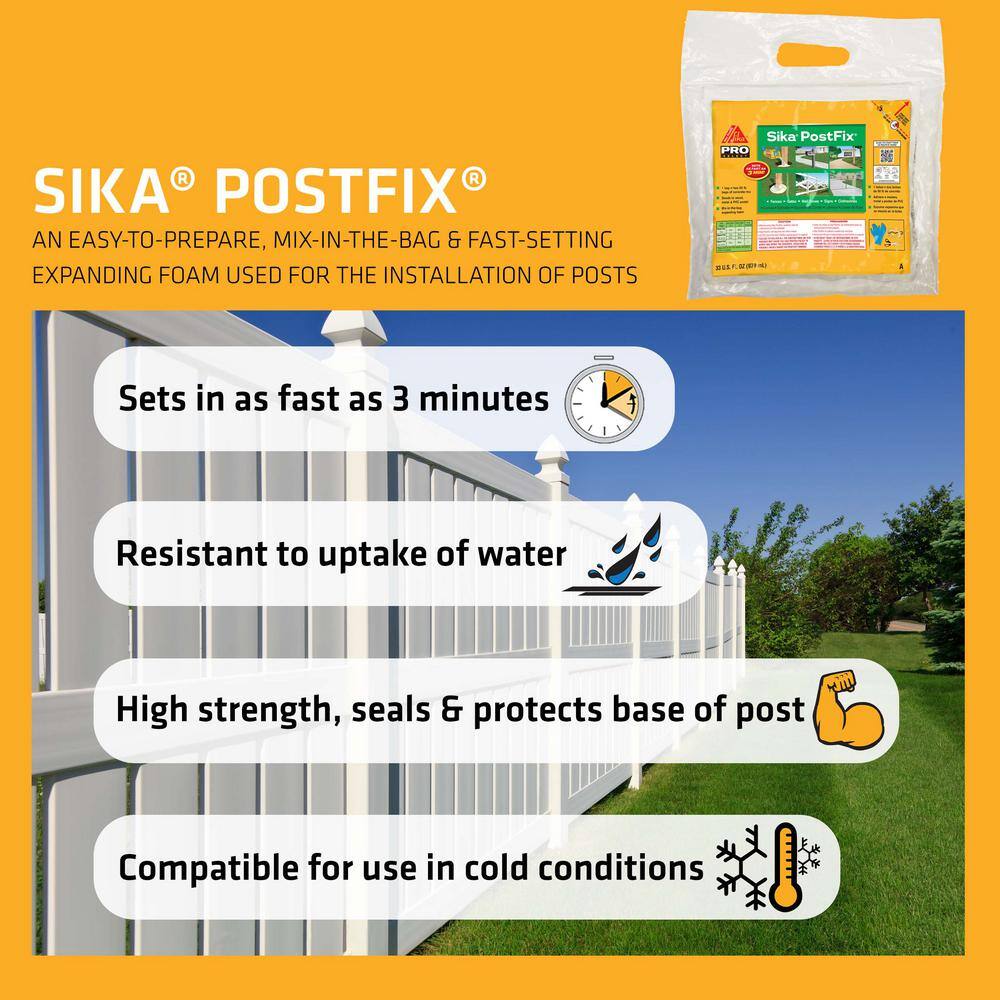 Sika 2 lb. PostFix Fence Post Mix Mix-In-The-Bag Expanding Foam for Supporting Non-Structural Posts Mailbox Sign 7116170