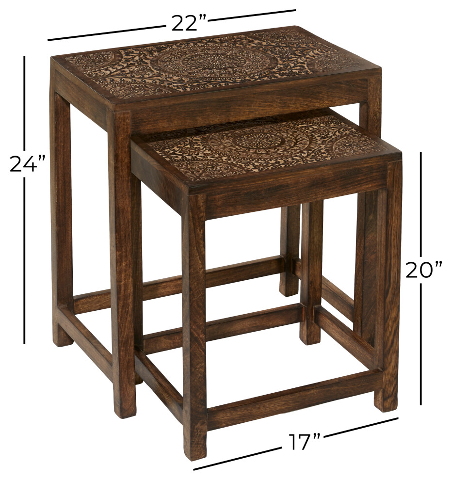 Eclectic Brown Wood Accent Table 22363   Mediterranean   Coffee Table Sets   by Brimfield  ampMay  Houzz