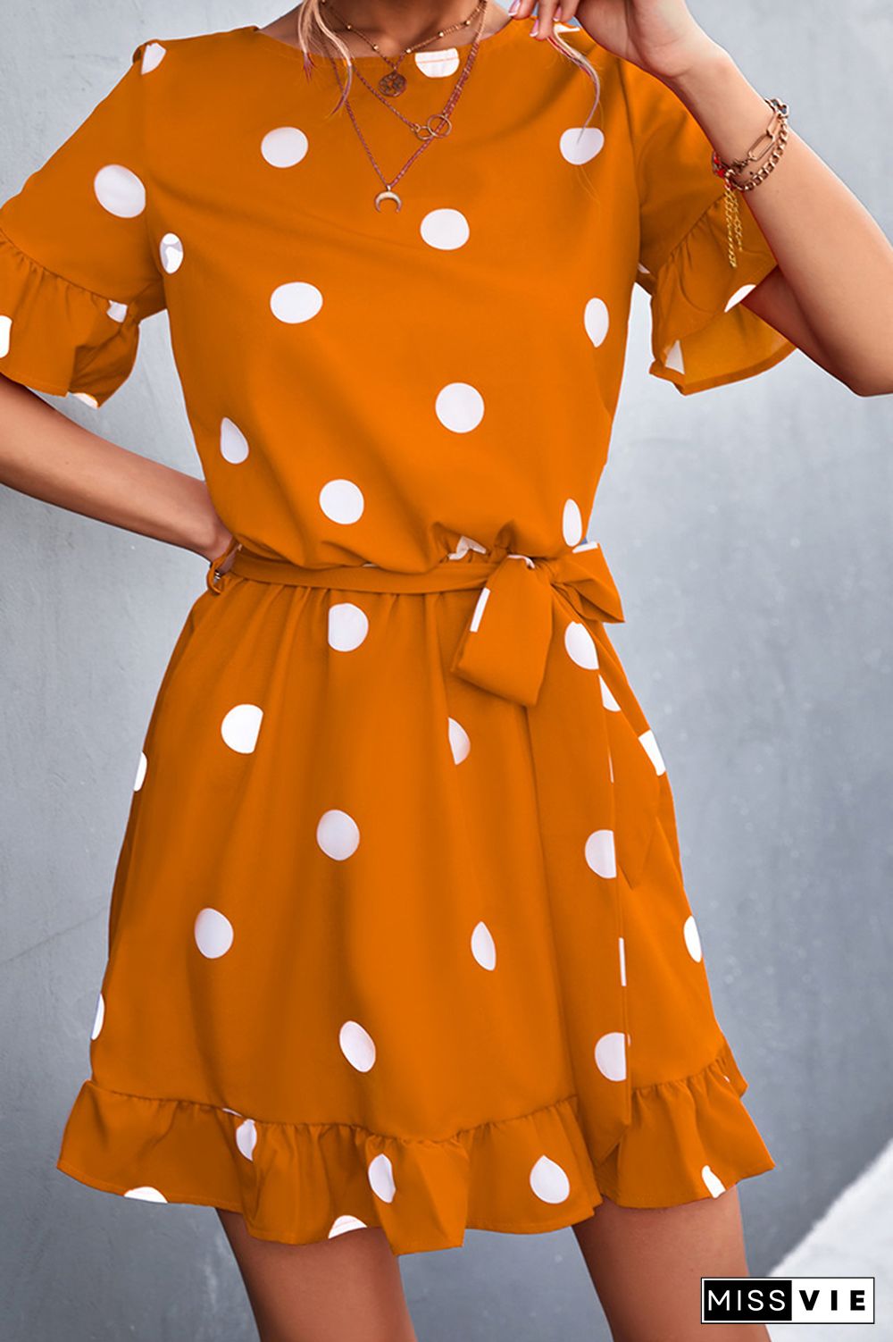 Polka Dots Short Sleeve Shorts Jumpsuit Wholesale