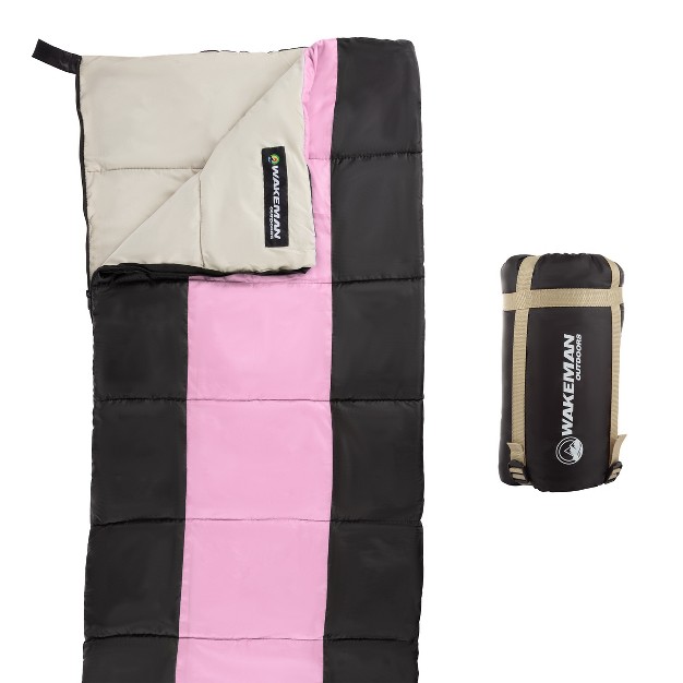 Leisure Sports Kids x27 Lightweight Sleeping Bag With Carrying Bag For Camping And Sleepovers Pink black