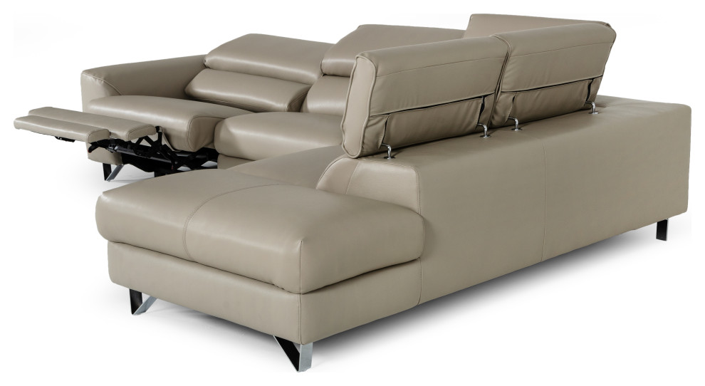 Divani Casa Versa Light Taupe Eco Leather Chaise Sectional With Recliner   Contemporary   Sectional Sofas   by Vig Furniture Inc.  Houzz