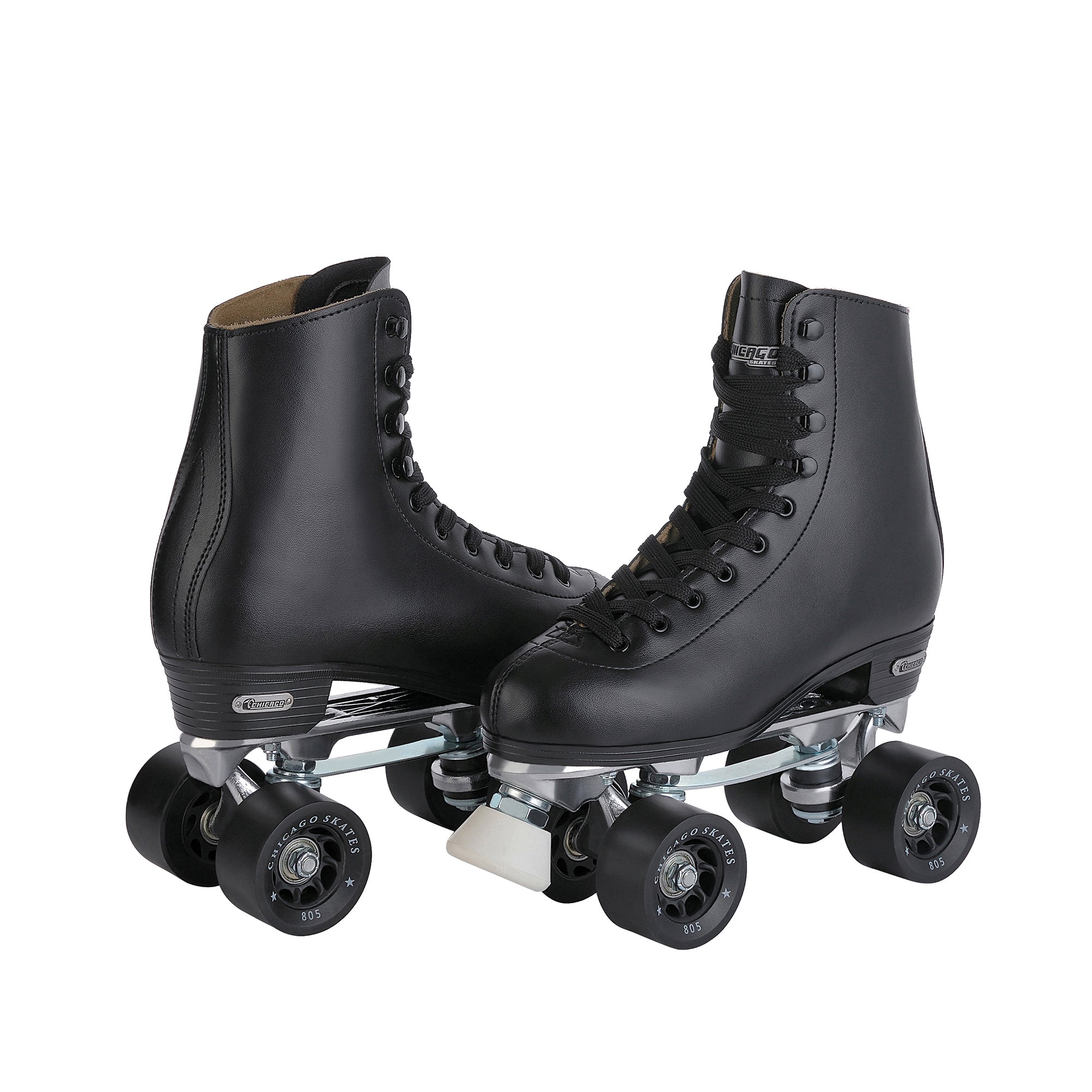 Chicago Skates Men's Deluxe Quad Roller Skates Black Classic Rink Skate， Sizes 5-13