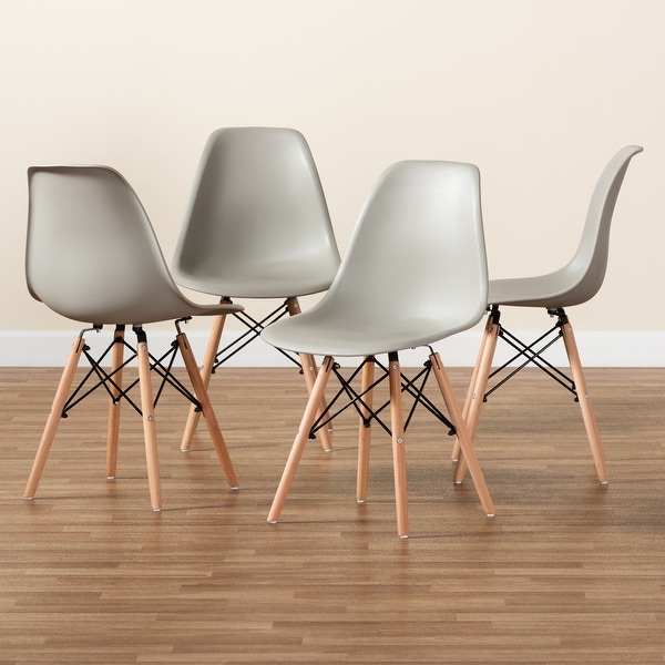 Jaspen Modern and Contemporary Plastic and Wood Dining Chair Set (4pc)