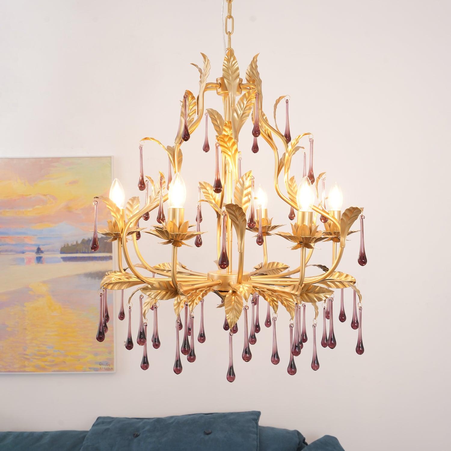 Amethyst Drops Glass Chandelier