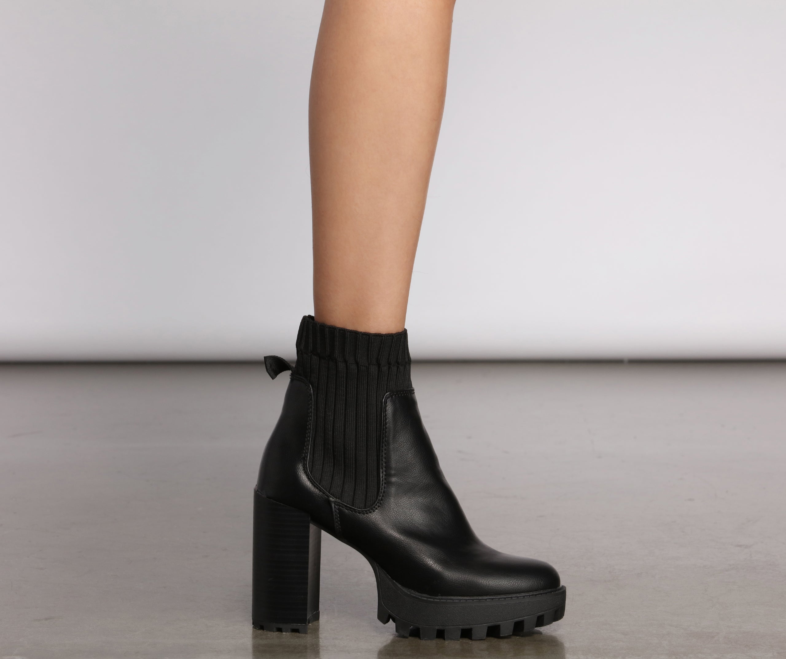 Ever So Edgy Lug Sole Heeled Boots