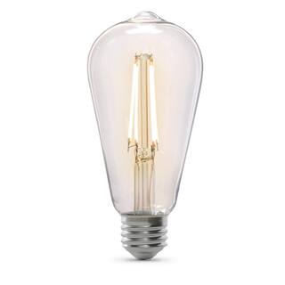 Feit Electric 60-Watt Equivalent ST19 Straight Filament Dusk to Dawn Clear Glass E26 Vintage Edison LED Light Bulb Bright White ST19CL930CADDHDRP