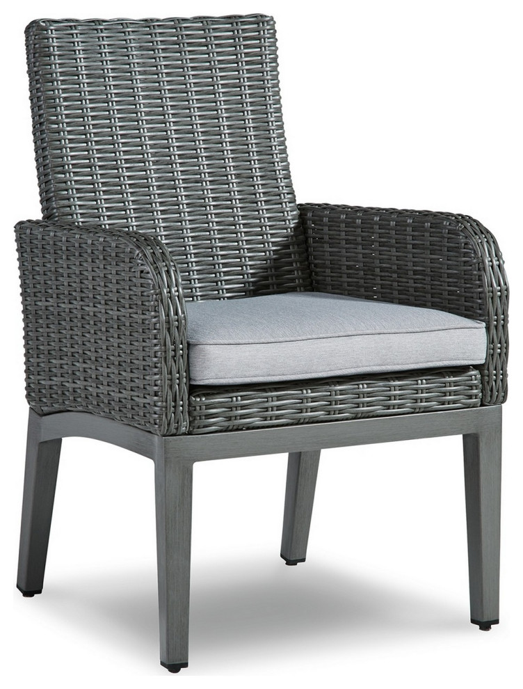 Asp 25 Inch Outdoor Armchair Aluminum Frame Gray Polyester Upholstery   Tropical   Outdoor Lounge Chairs   by Dot  ampBo  Houzz