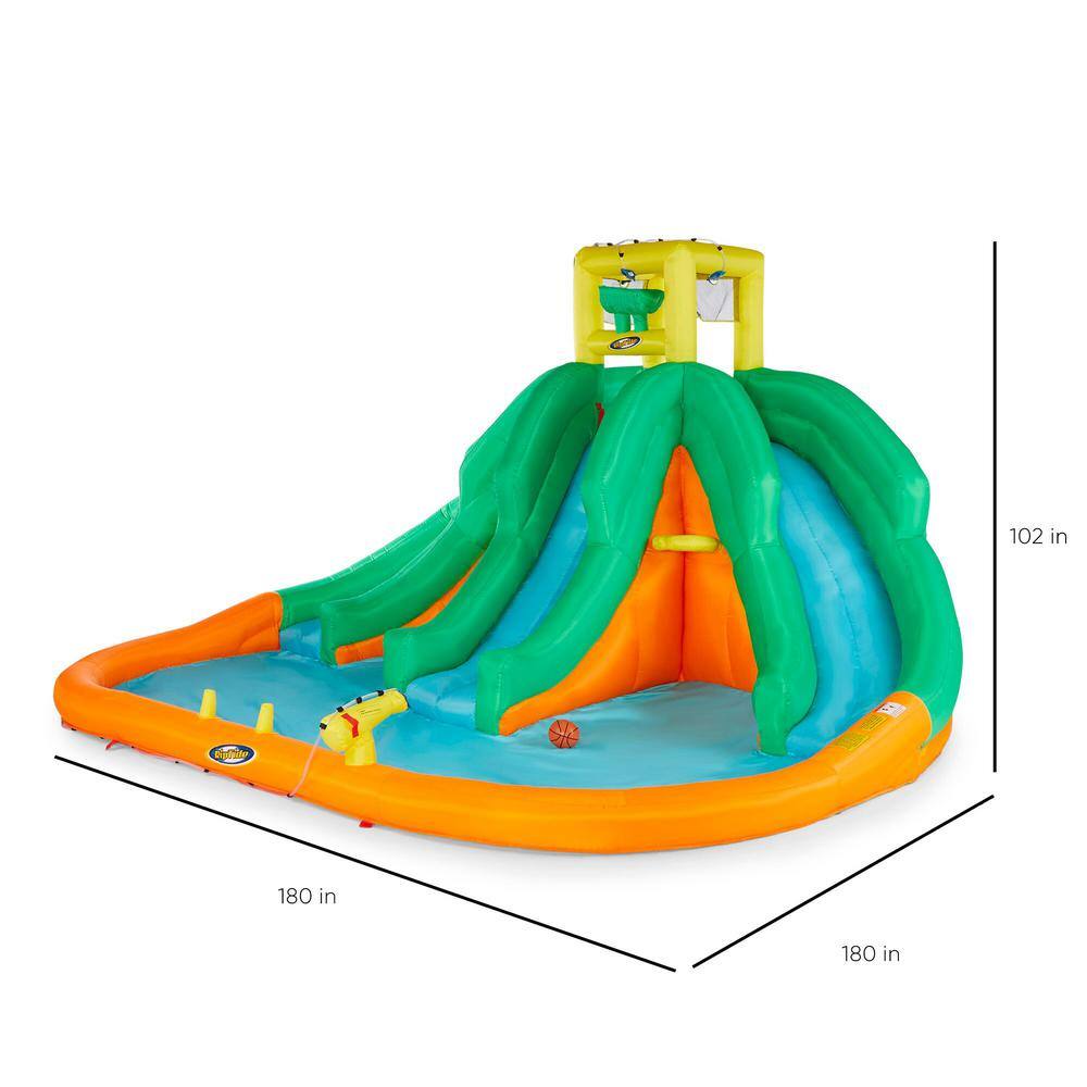 Multi-Colored Kahuna Triple Monster Inflatable Backyard Outdoor Kid Water Slide Park Pool MTI-90732