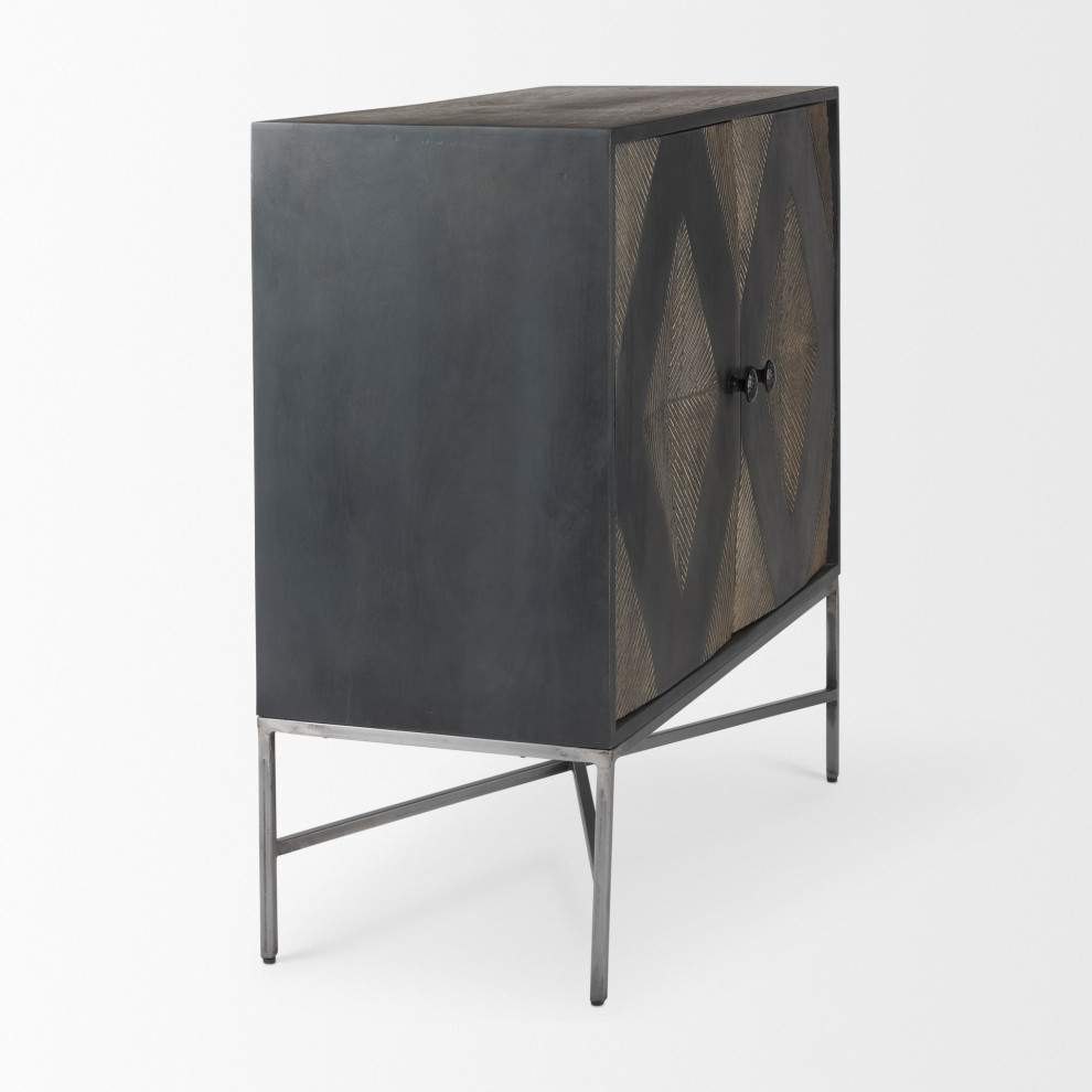 Hogarth Dark Brown Solid Wood With Silver Iron Frame Accent Cabinet   Contemporary   Accent Chests And Cabinets   by Mercana  Houzz