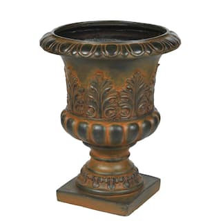 LuxenHome Weathered Burnt Orange Decorative MgO Urn Planter WH040