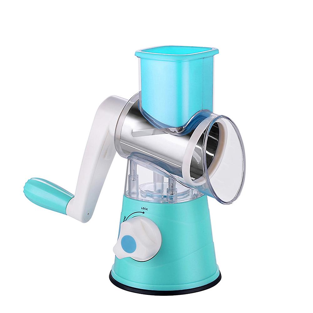 Sky Blue Multifunctional Vegetable Grater Rotary Cheese Grater Vegetable Slicer 3 Interchangeable Blades Easy Clean Rotary Grater Slicer For Fruit Veg