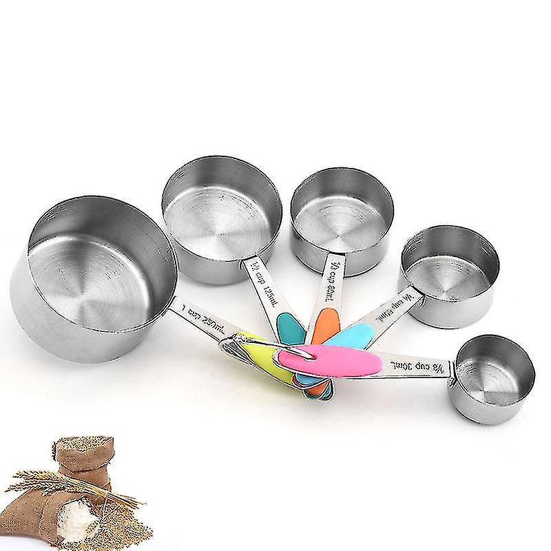 Measuring Cup Set Of 5 Stainless Steel Metal Measure Spoon Cups For Baking Cooking Kitchen