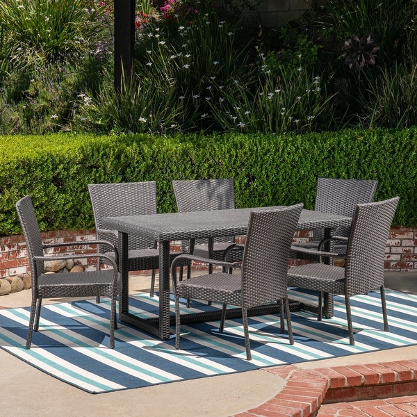 Melville Outdoor 7 Piece Wicker Dining Set by Christopher Knight Home