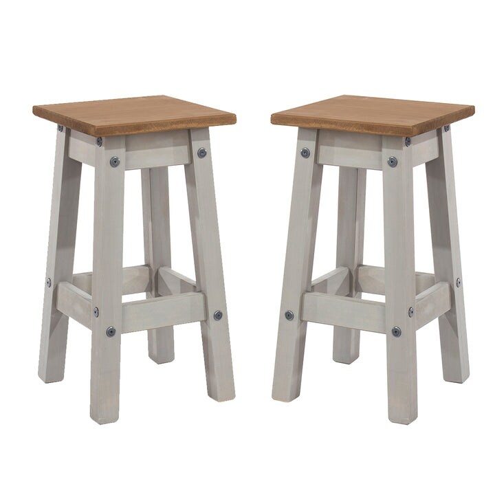 Wood Set of 2 Kitchen Stools Corona Collection  Furniture Dash