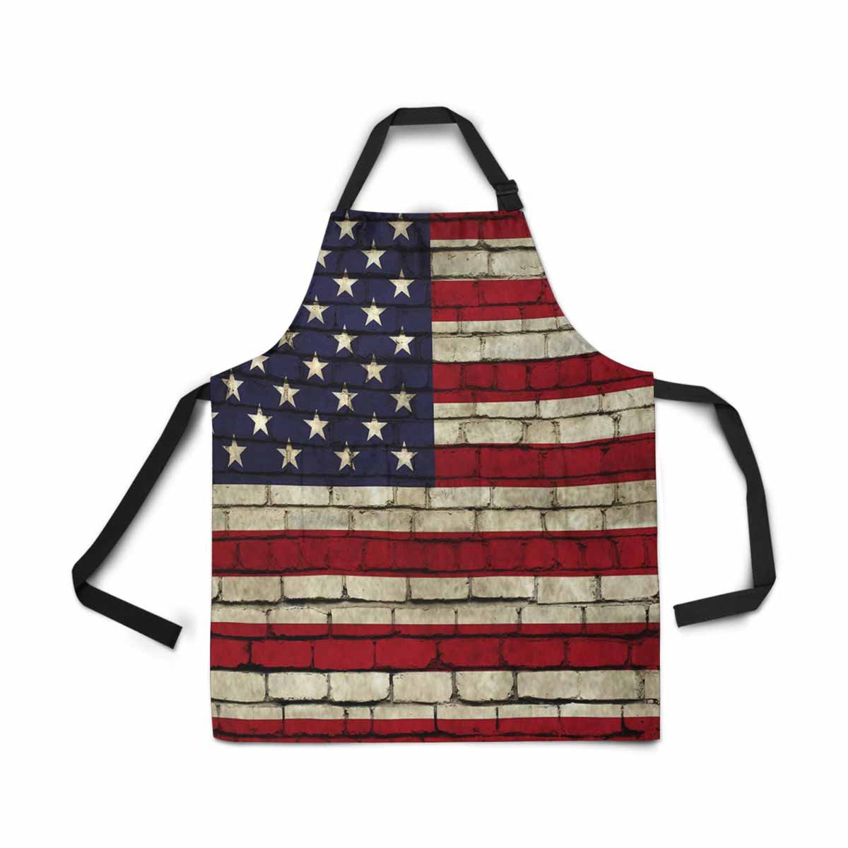 ASHLEIGH USA American Flag on the Wall Apron for Women Men Girls Chef with Pockets Brick Wall Stripe and Star Unisex Adjustable Bib Apron Kitchen for Cooking Baking Gardening Home