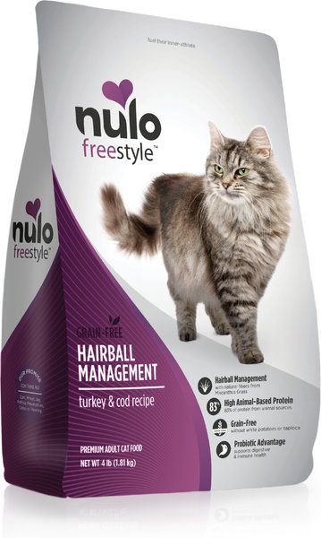 Nulo Freestyle Hairball Management Turkey and Cod Recipe Grain-Free Dry Cat Food