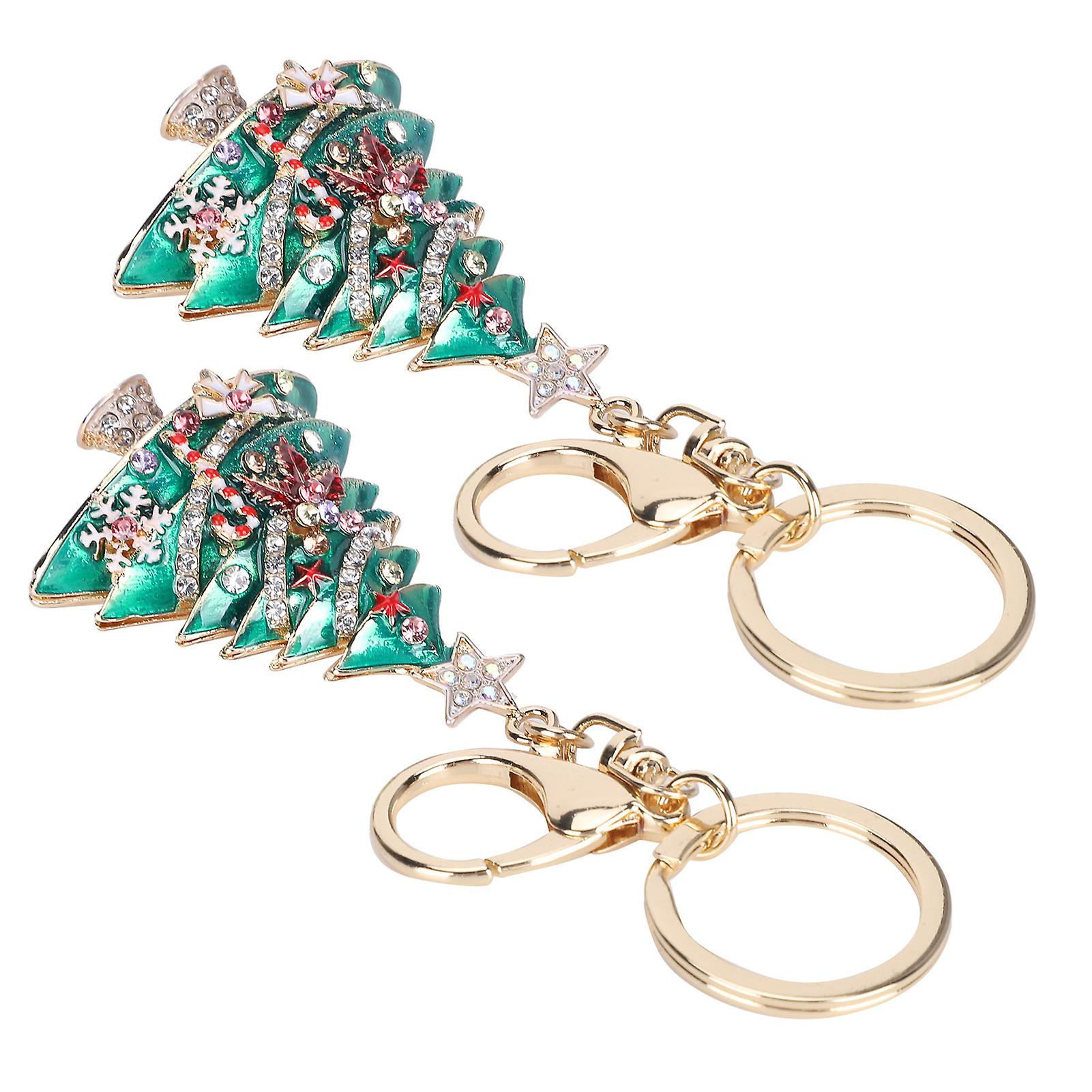 2pcs Christmas Tree Keychain Pendant Fahionable Cute Clothing Accessories Oranmentgreen