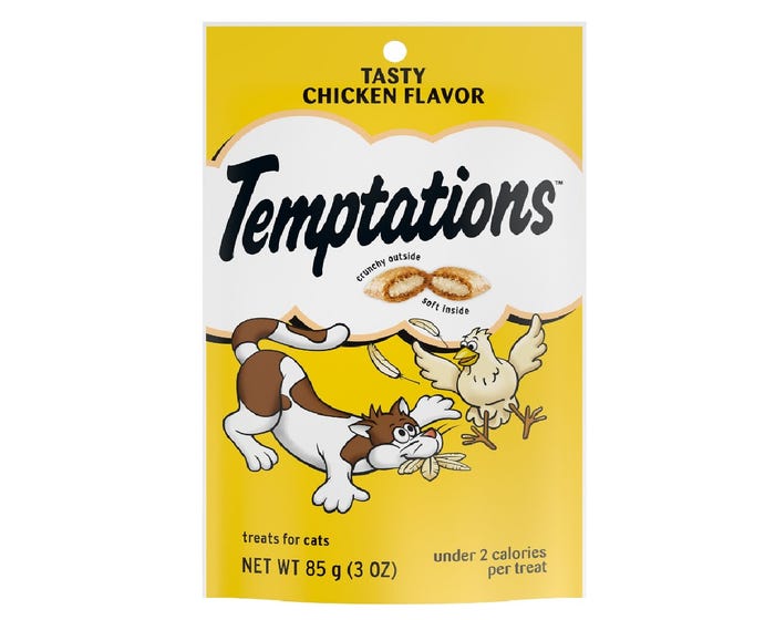 Temptations Tasty Chicken Flavor Cat Treats， 3 oz. Pouch