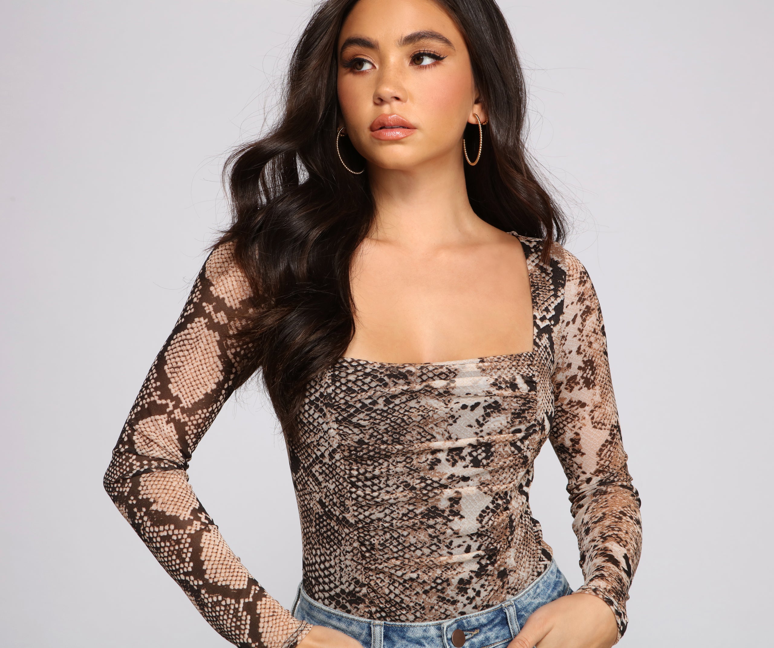 Trendy Stunner Snake Print Bodysuit