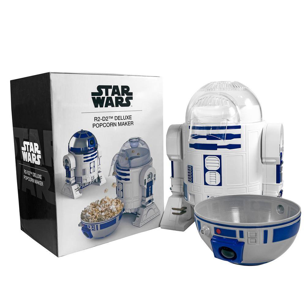 Uncanny Brands 2 oz. Kernel Capacity in BlueWhite with Fully Operational Droid Kitchen Appliance Star Wars R2D2 Popcorn Maker POP-SRW-R2D2