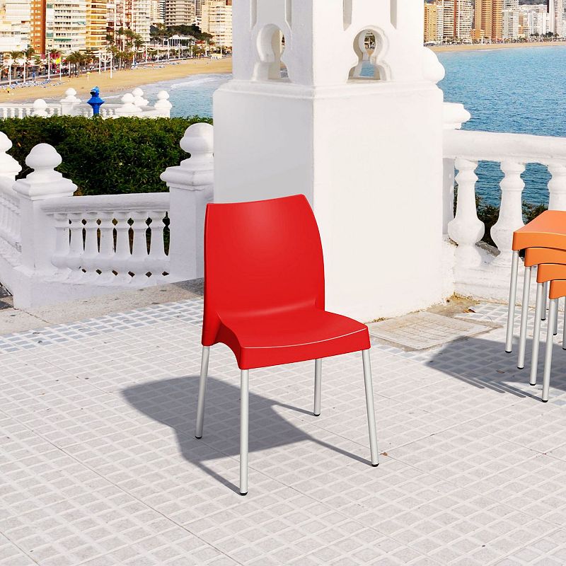 31.5 Red and White Stackable Outdoor Patio Armless Dining Chair