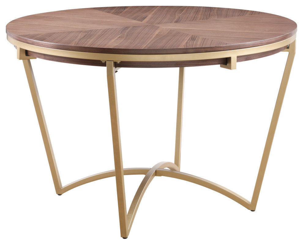 Eleanor Rich Walnut Veneer Coffee Table  Gold Base   Contemporary   Coffee Tables   by Meridian Furniture  Houzz