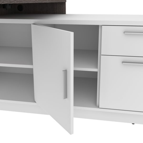 Bestar Equinox L-Shaped Desk - Bark Gray and White