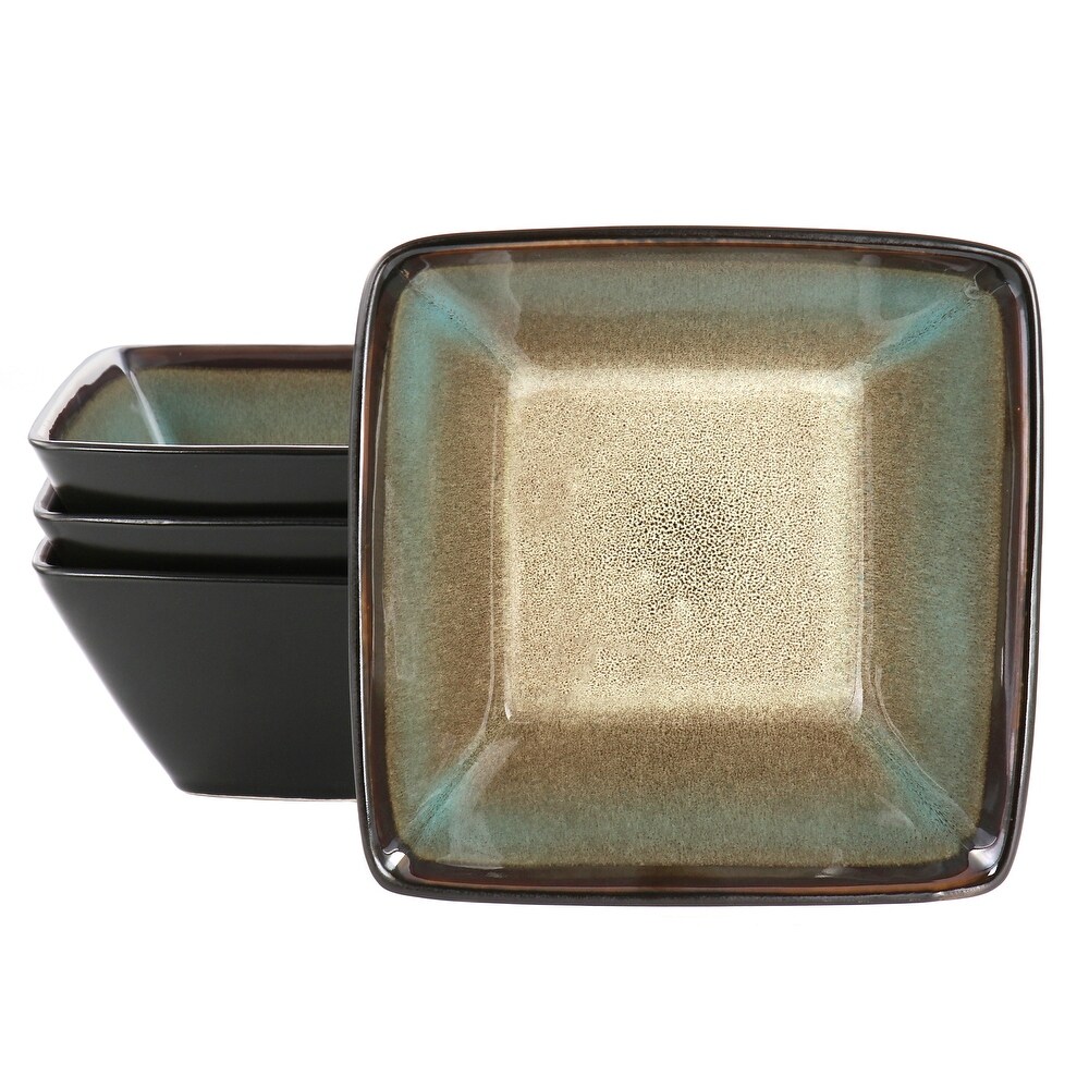 Hometrends Tequesta 4 Piece 6 Inch Square Stoneware Bowl Set in Taupe   24 Ounce