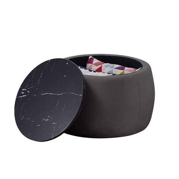 Round Accent Side Table with Removable Top，Grey