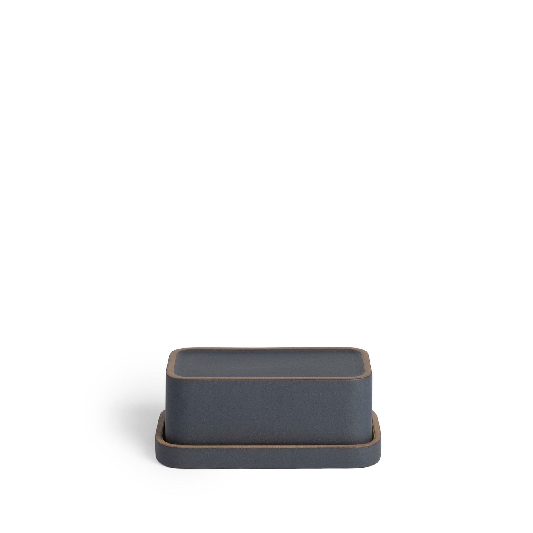 Butter Dish in Ochre and Indigo