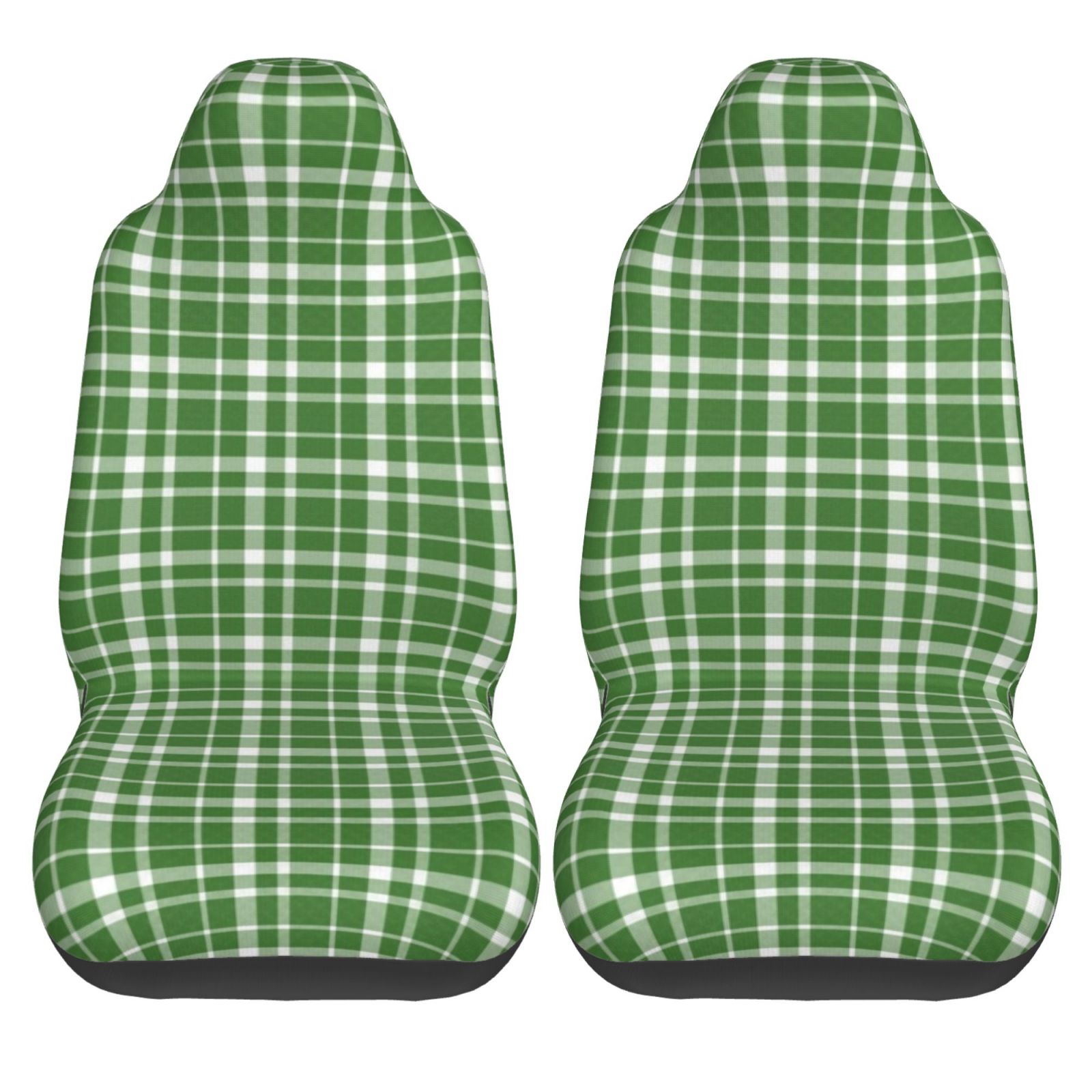 LNWH Car Seat Covers， Green Plaid Pattern Car Interior Seat Covers - Universal Fit Most Cars， SUV， Trucks， 2pcs Car Seat Protectors