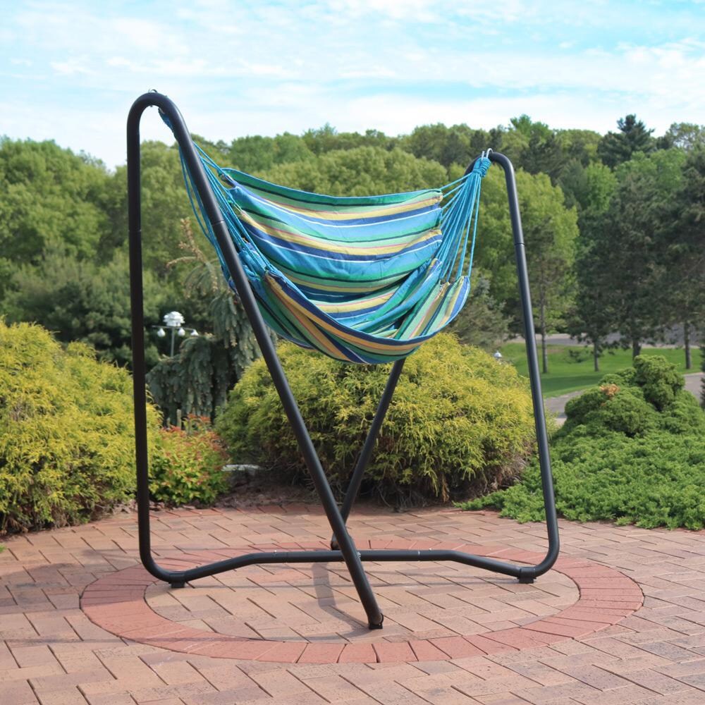 Ultimate Patio Hanging Hammock Chair Swing w/ 2-Point Space-Saving Stand