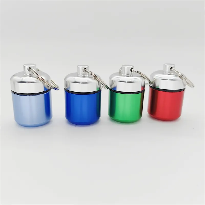 Aluminum oy Mini Medicine Outdoor First Aid Pill Capsule Storage Box Bottle Key Chain