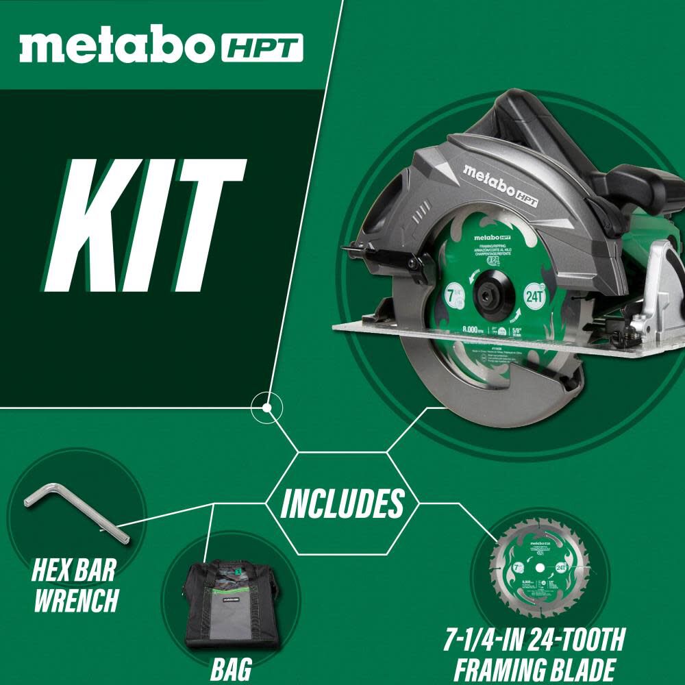 Metabo HPT 7-1/4 In. Pro Grade Circular Saw 15 Amp 6800 RPM Rip Max C7URM from Metabo HPT